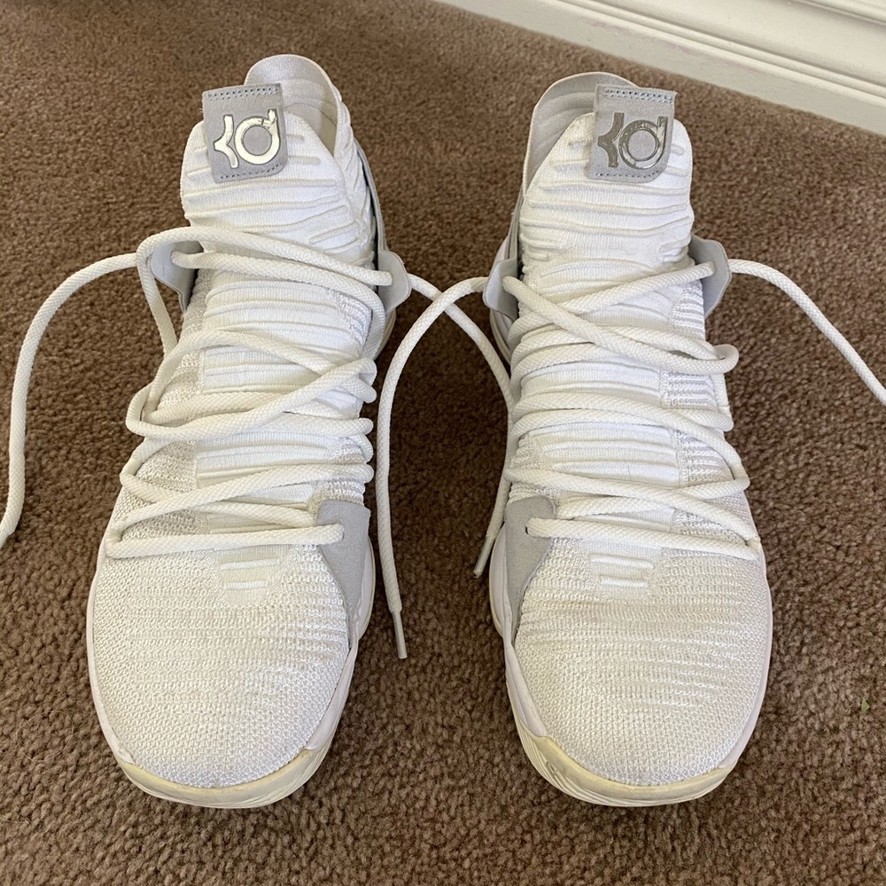 Nike KD 10 White/Platinum Size 12.5